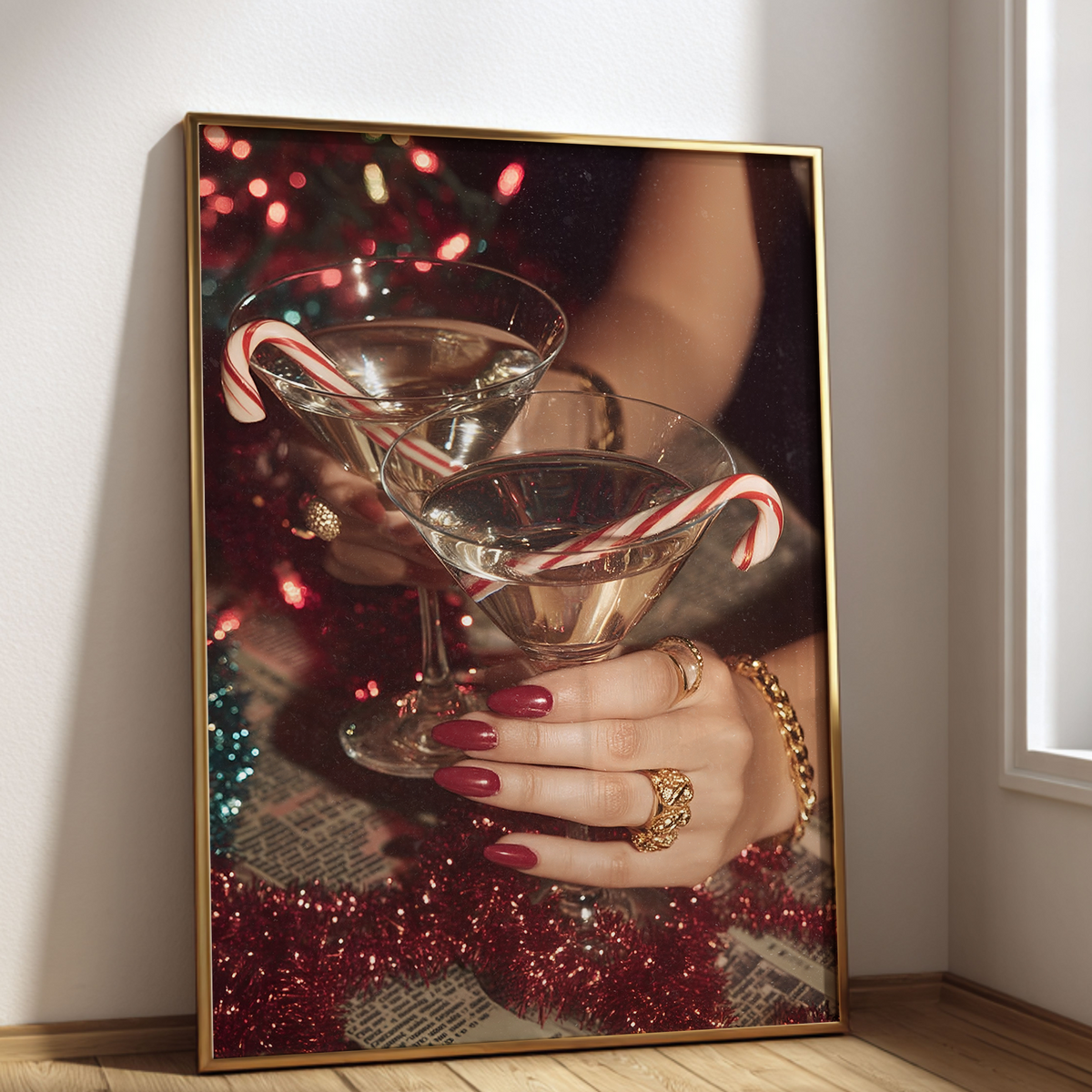 Candy Cane Martini Print | Vintage Christmas