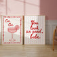 Red & Pink Trendy Gallery Set of 5 - Digital Print
