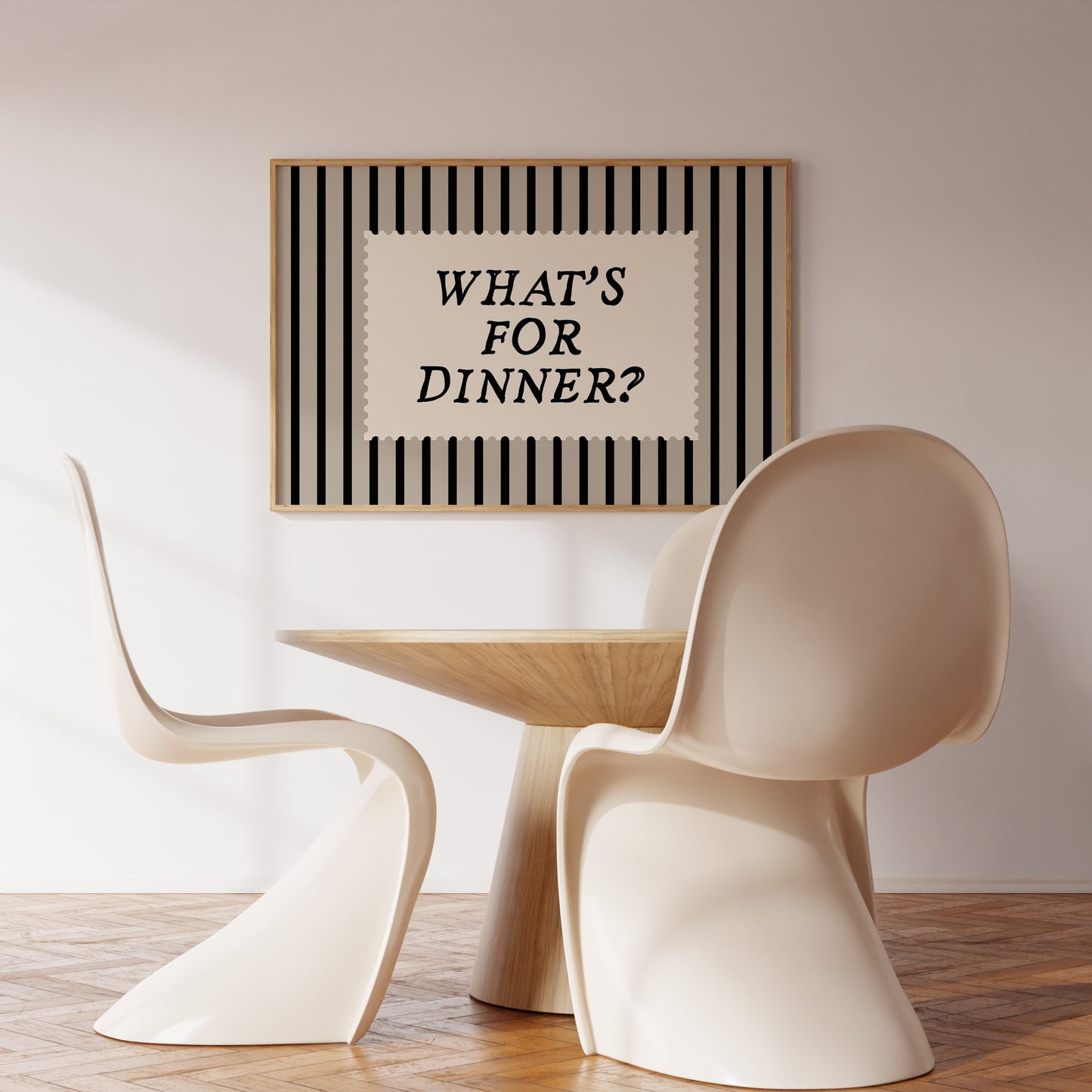 What's For Dinner Black & White Striped Print -  Digital Print ( Horizontal )