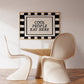 Cool People Eat Here Black & White Checkered Print -  Digital Print ( Horizontal )