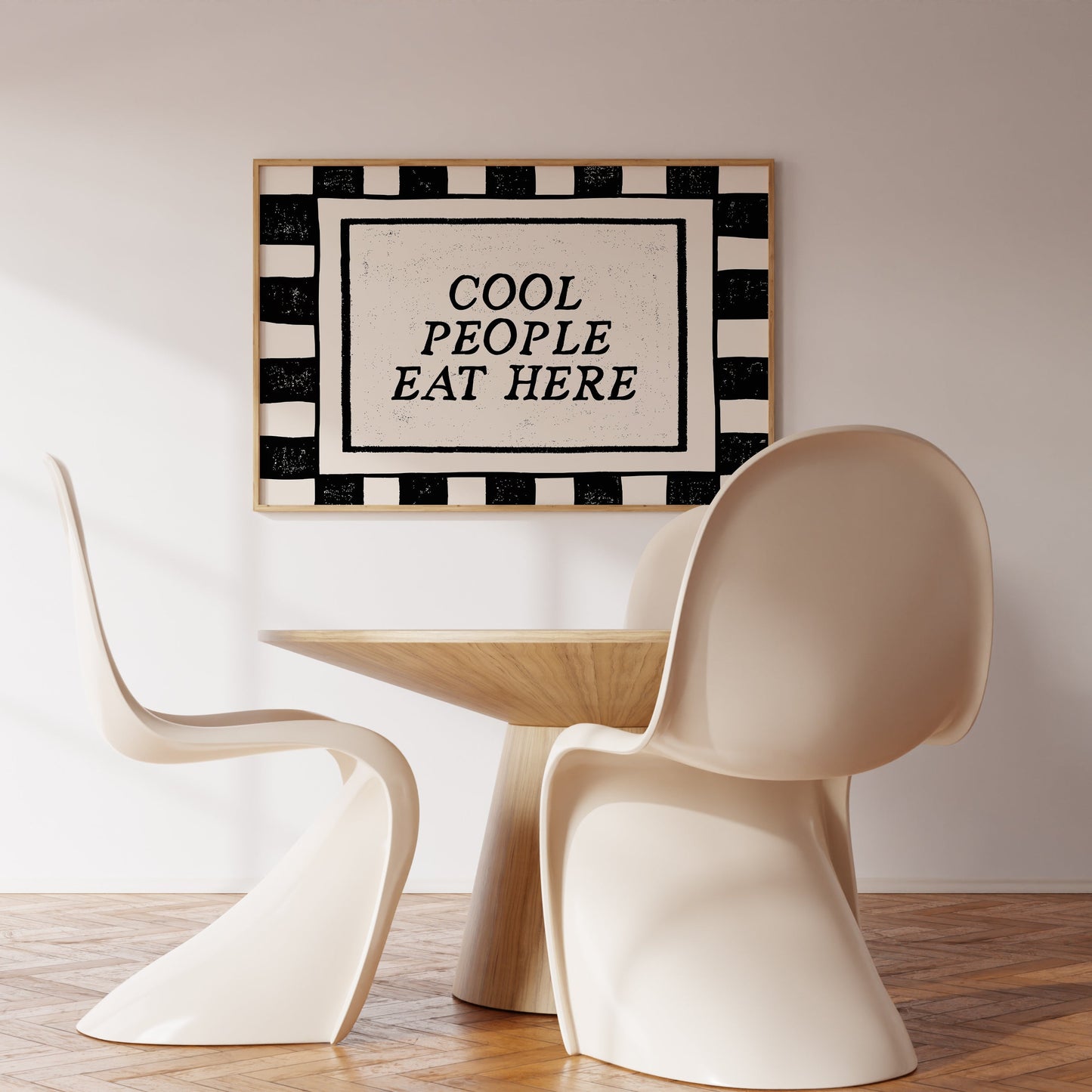 Cool People Eat Here Black & White Checkered Print -  Digital Print ( Horizontal )