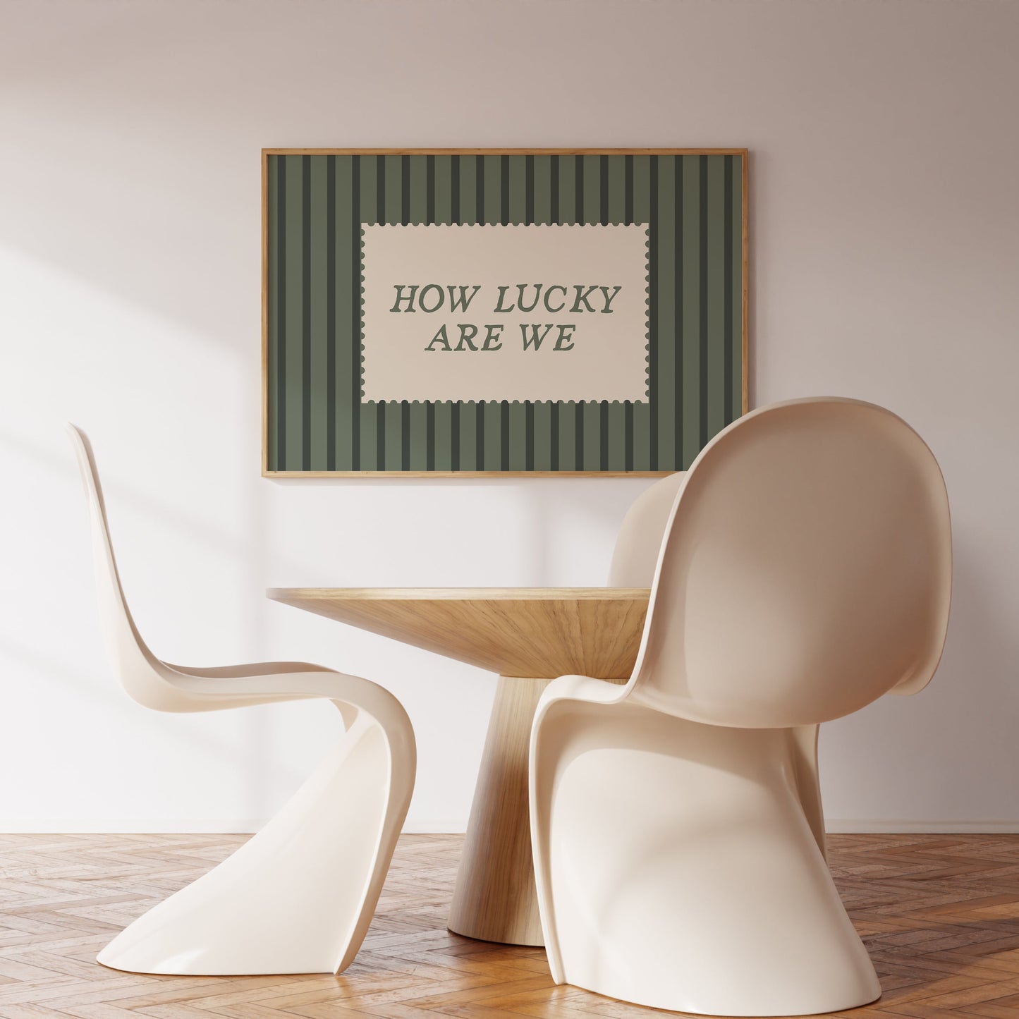 How Lucky Are We Green Striped Print -  Digital Print
