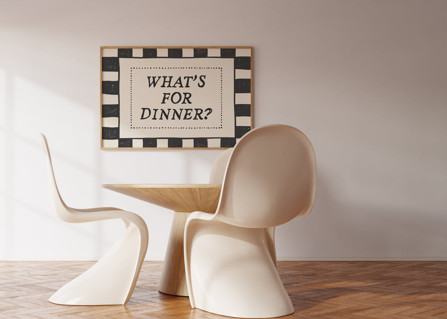 What's For Dinner Black & White Checkered Print -  Digital Print ( Horizontal )
