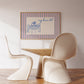 Pink & Blue Striped Cozy Dinner Club Art - Digital Print