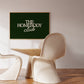 Dark green print with "The Homebody Club" in cream serif and script typography