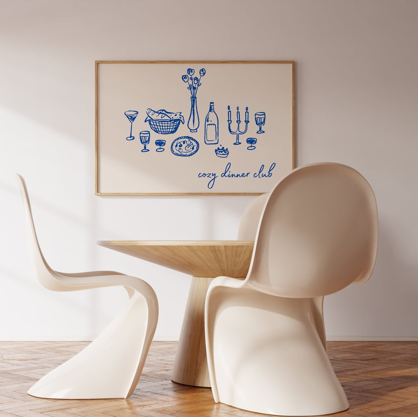 Blue Cozy Dinner Club Art - Digital Print