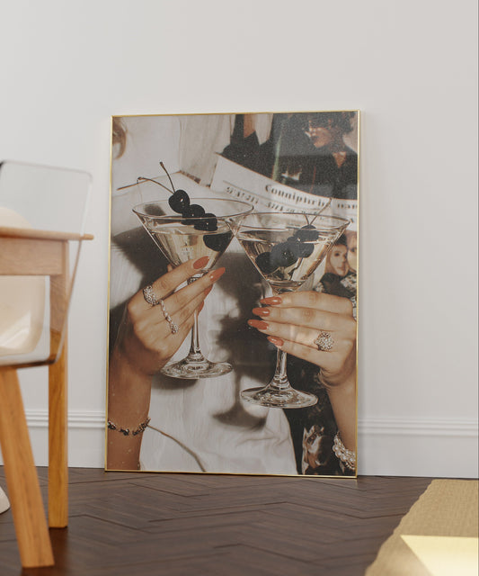 Retro Cherry Martini Cocktail Print