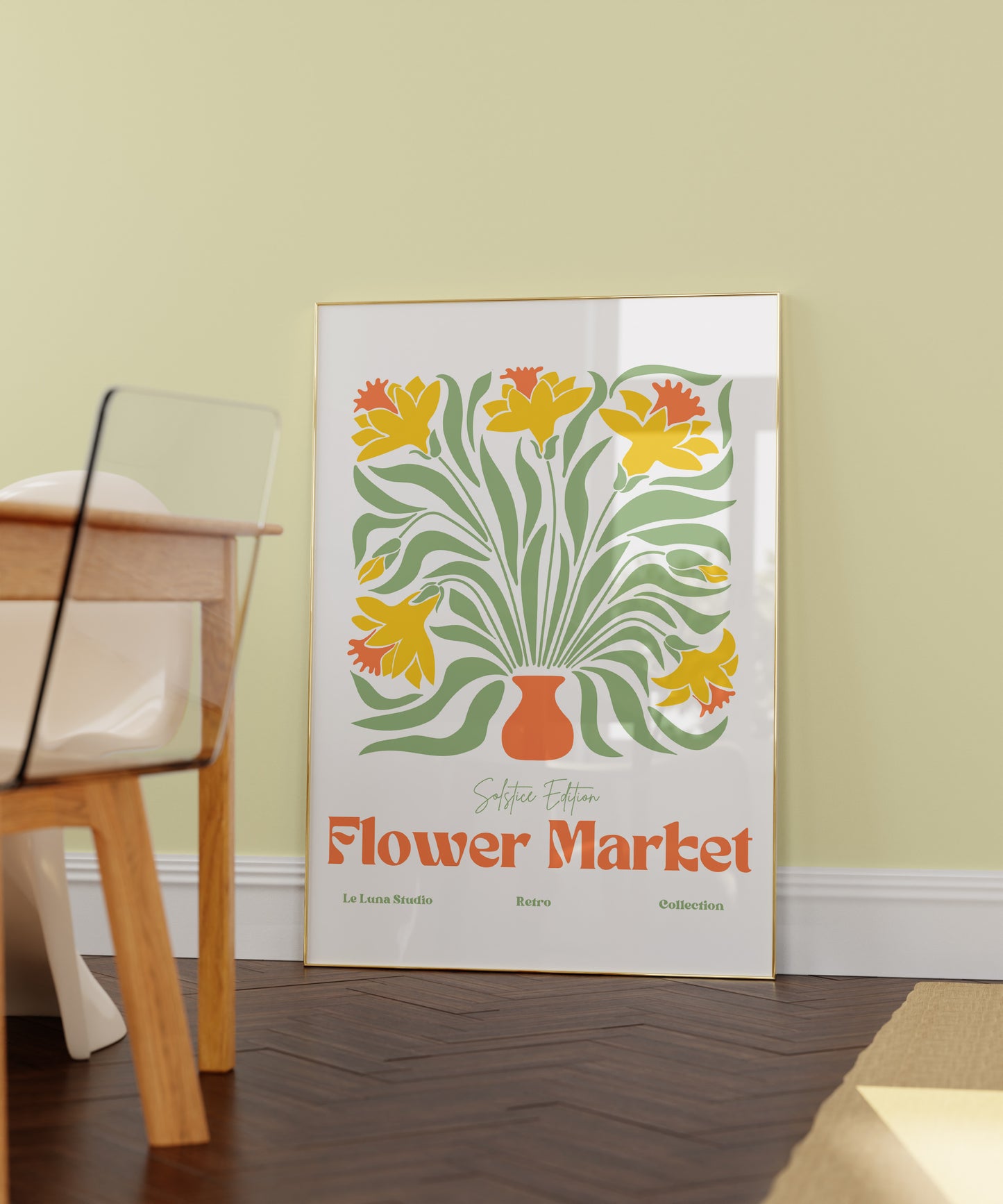Retro Solstice Flower Market Wall Art Print
