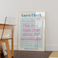 Vertical print styled as a diner guest check receipt reading "Guest Check" with date, table, and check number fields, and the handwritten pink cursive quote "This is a high class dorm. Act accordingly!" followed by "Thank you! See you soon!"
