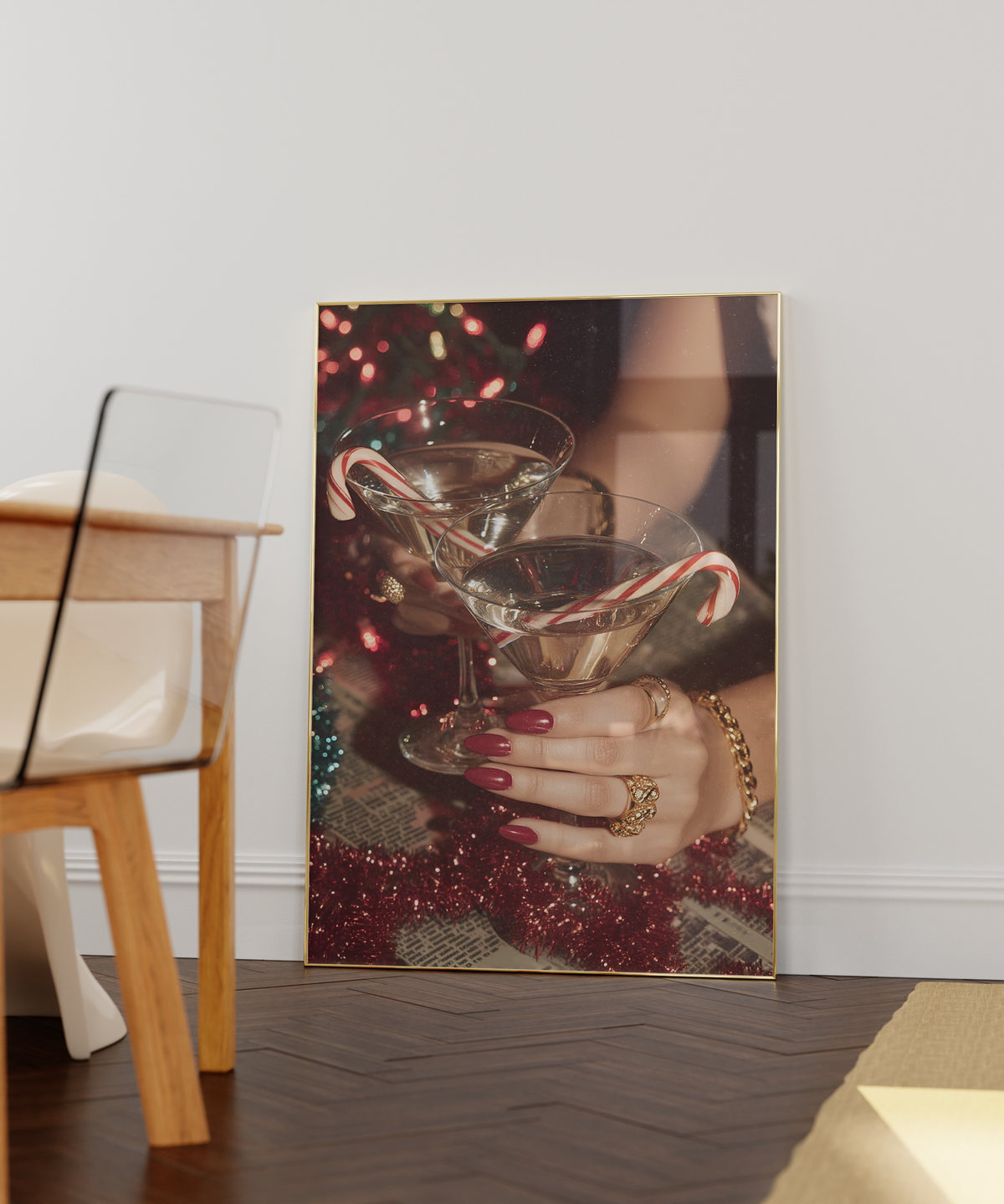 Candy Cane Martini Print | Vintage Christmas