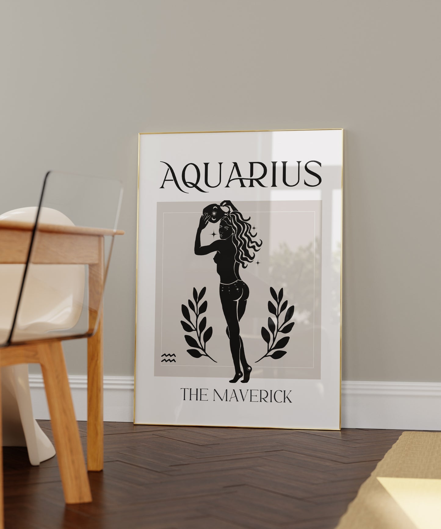 Zodiac Aquarius Goddess Wall Art Print, Sun Sign Art