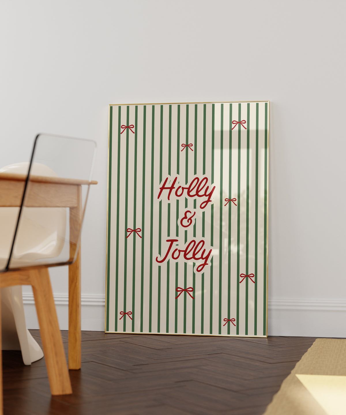 Holly & Jolly | Bow Striped Print