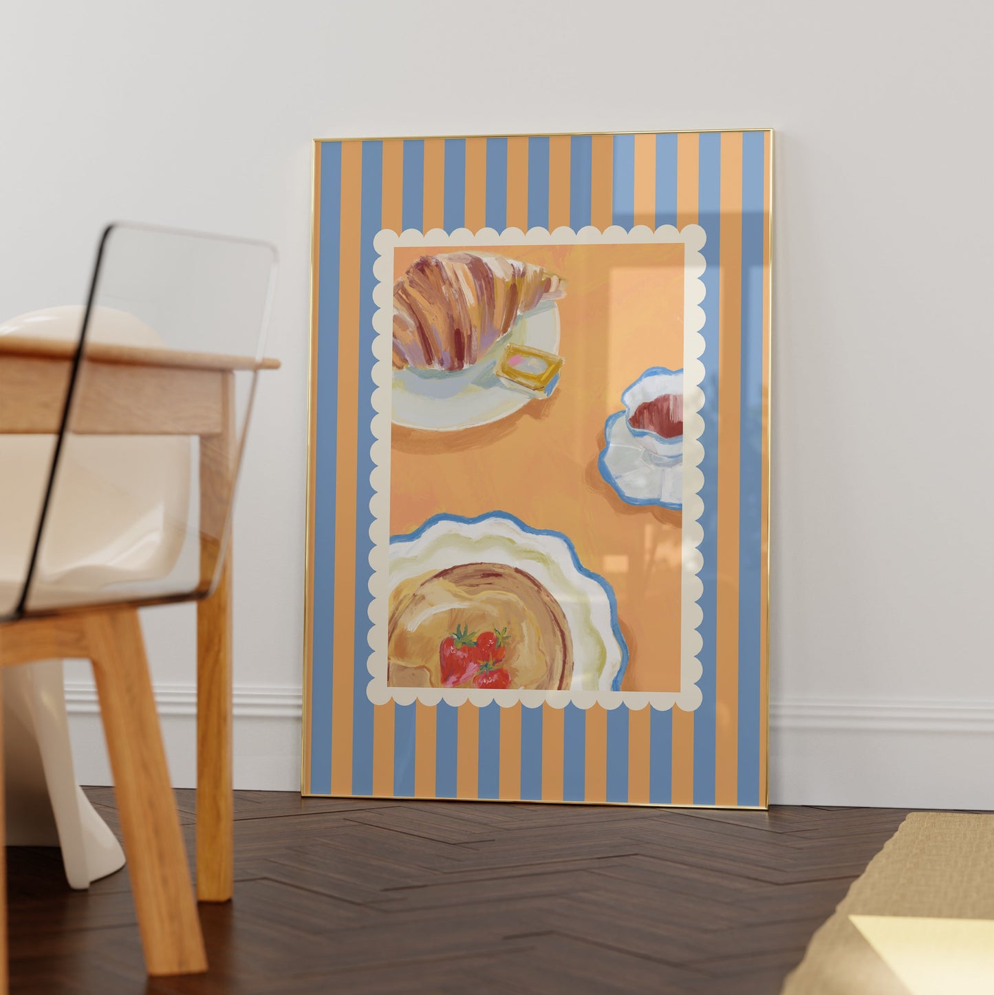 Striped Breakfast Art Print -  Digital Print 