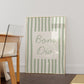 Bom Dia Sage Green Striped Art - Digital Print