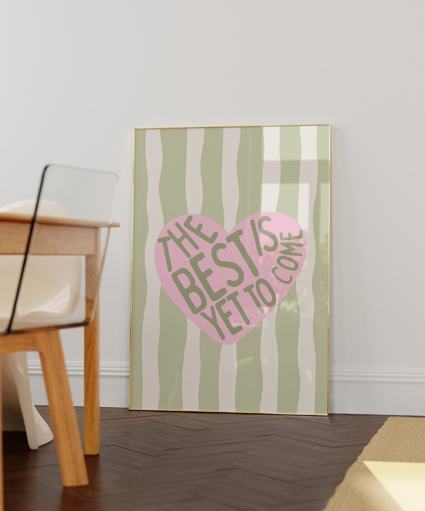The Best Is Yet To Come Striped Heart Print - Digital Print