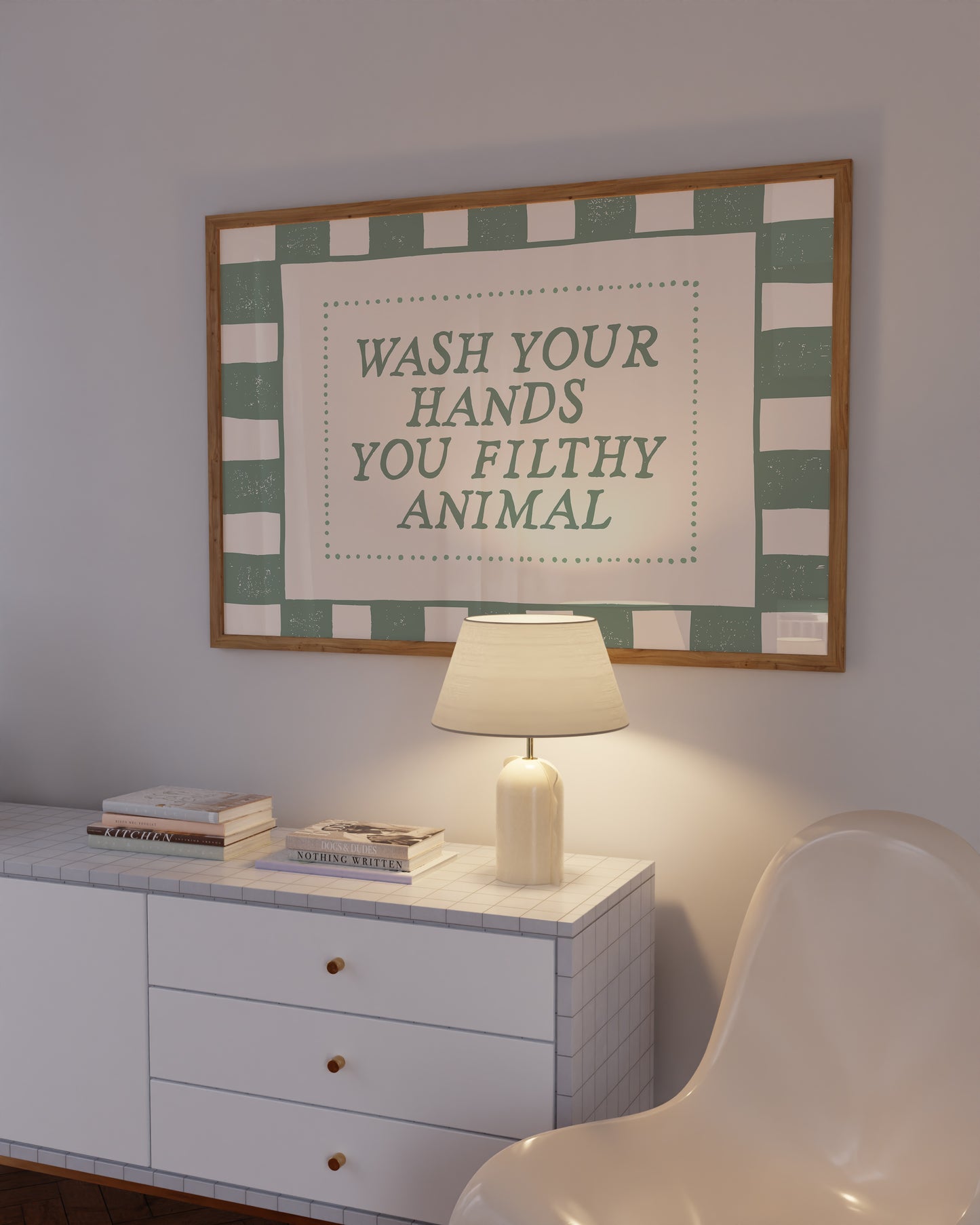 Green Wash Your Hands You Filthy Animal Bathroom Sign - Digital Print