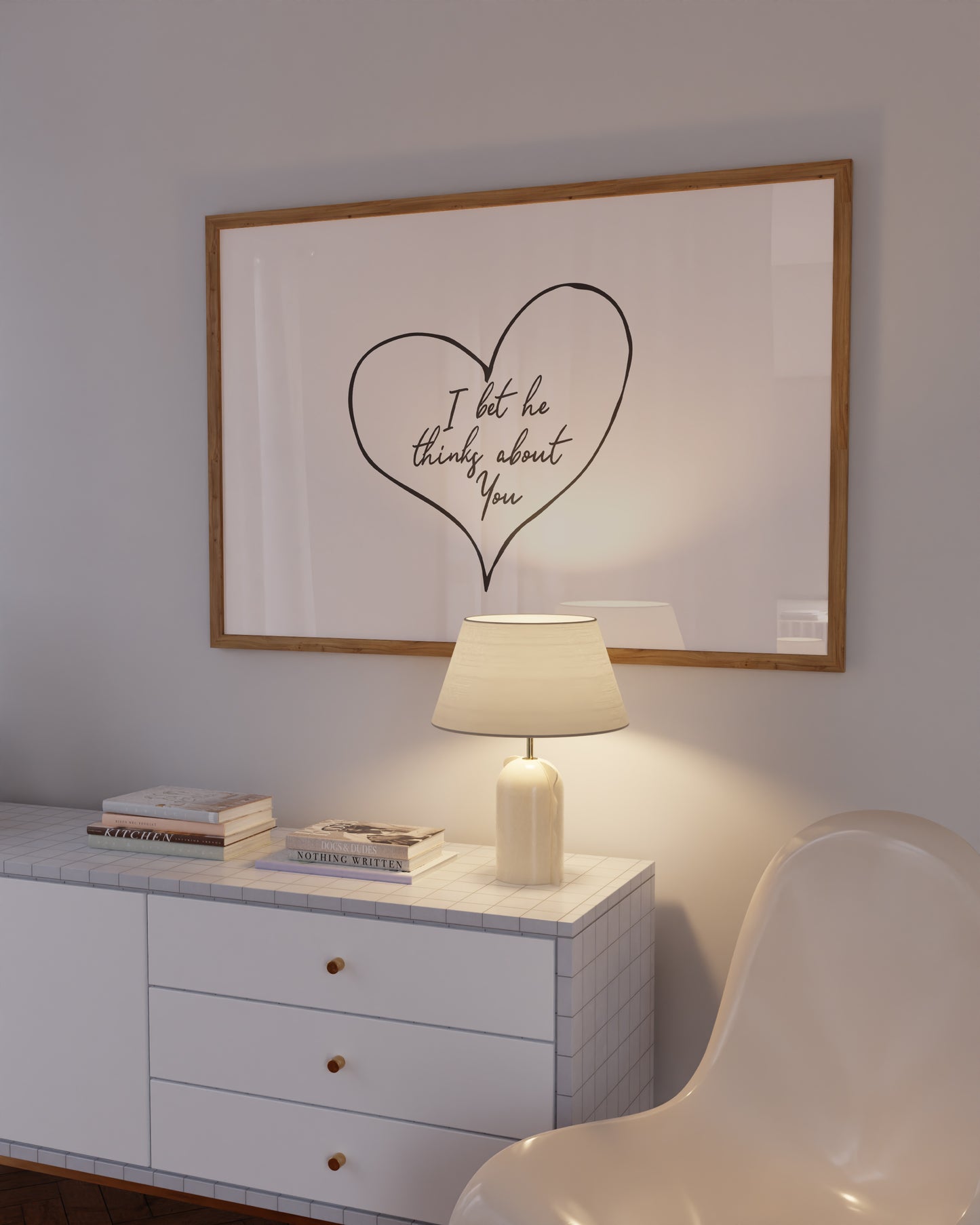 I Bet He Thinks About You Minimalist Heart Print - Digital Print
