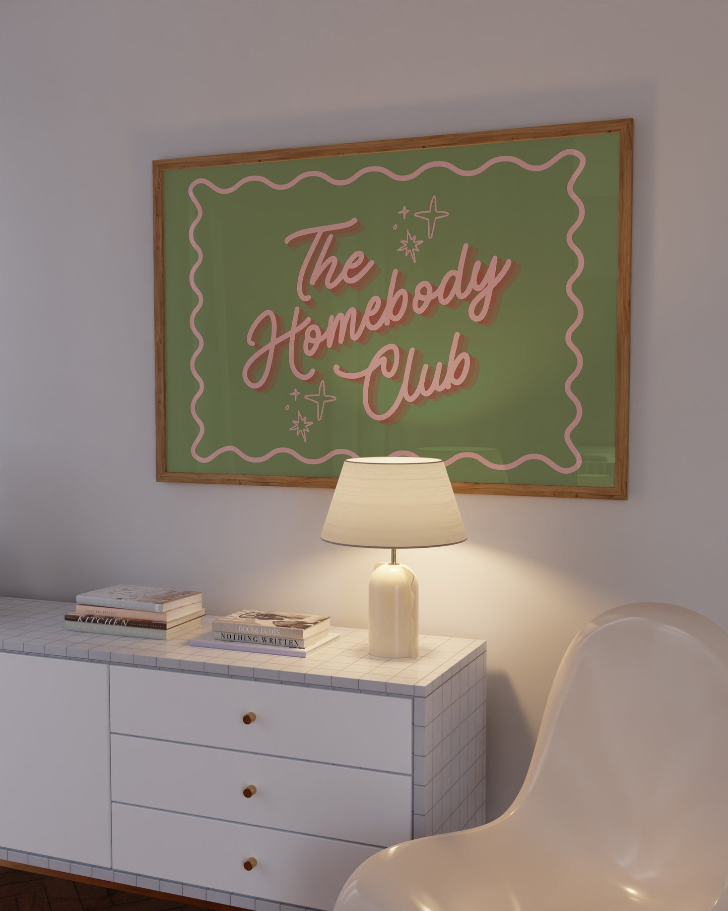 The Homebody Club Pink & Green Sign- Digital Print