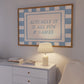 Blue checkered Actually It Is All Fun & Games horizontal art print — bold sassy bedroom wall decor printable