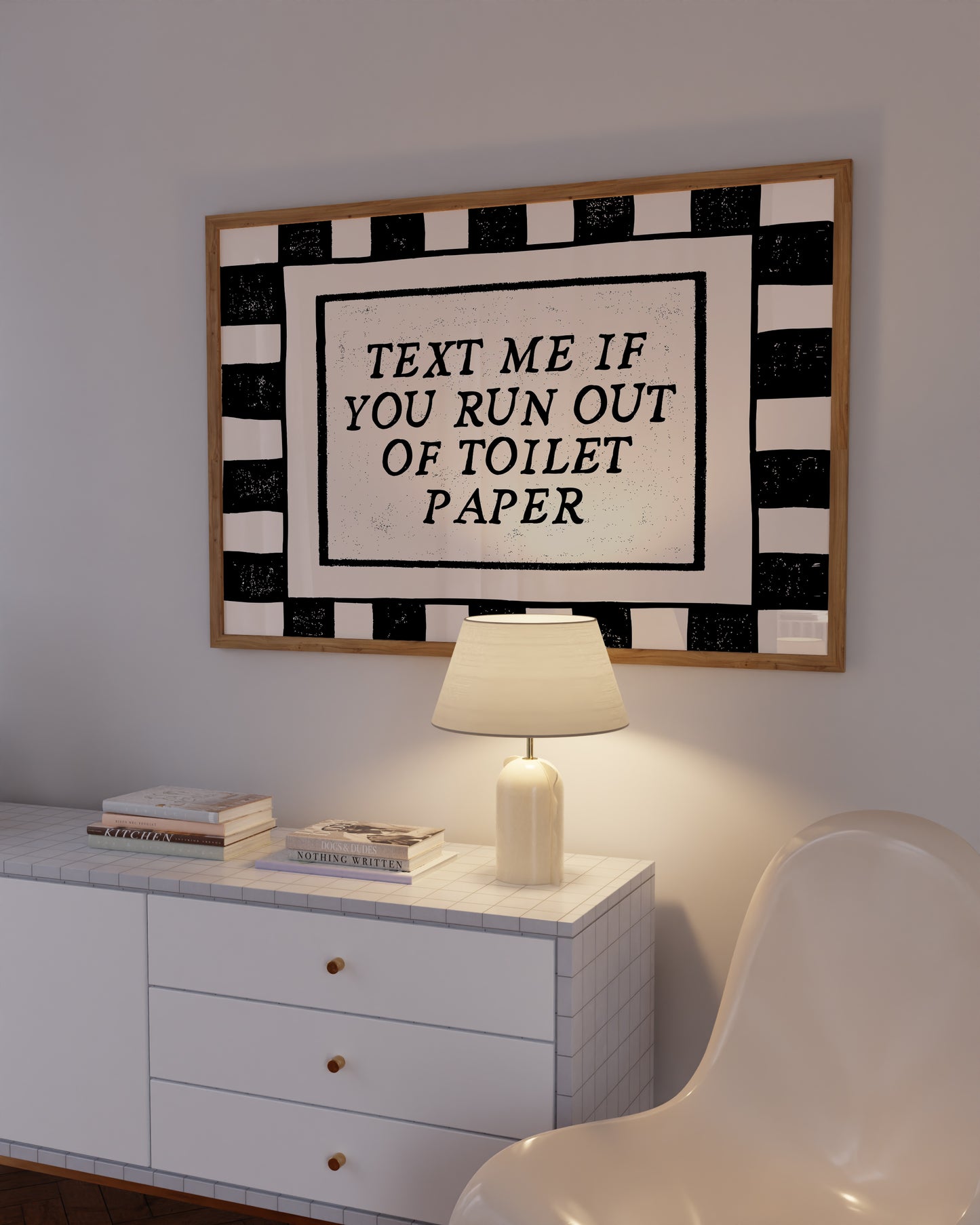Text Me If You Run Out Of Toilet Paper Checkered Print - Digital Print