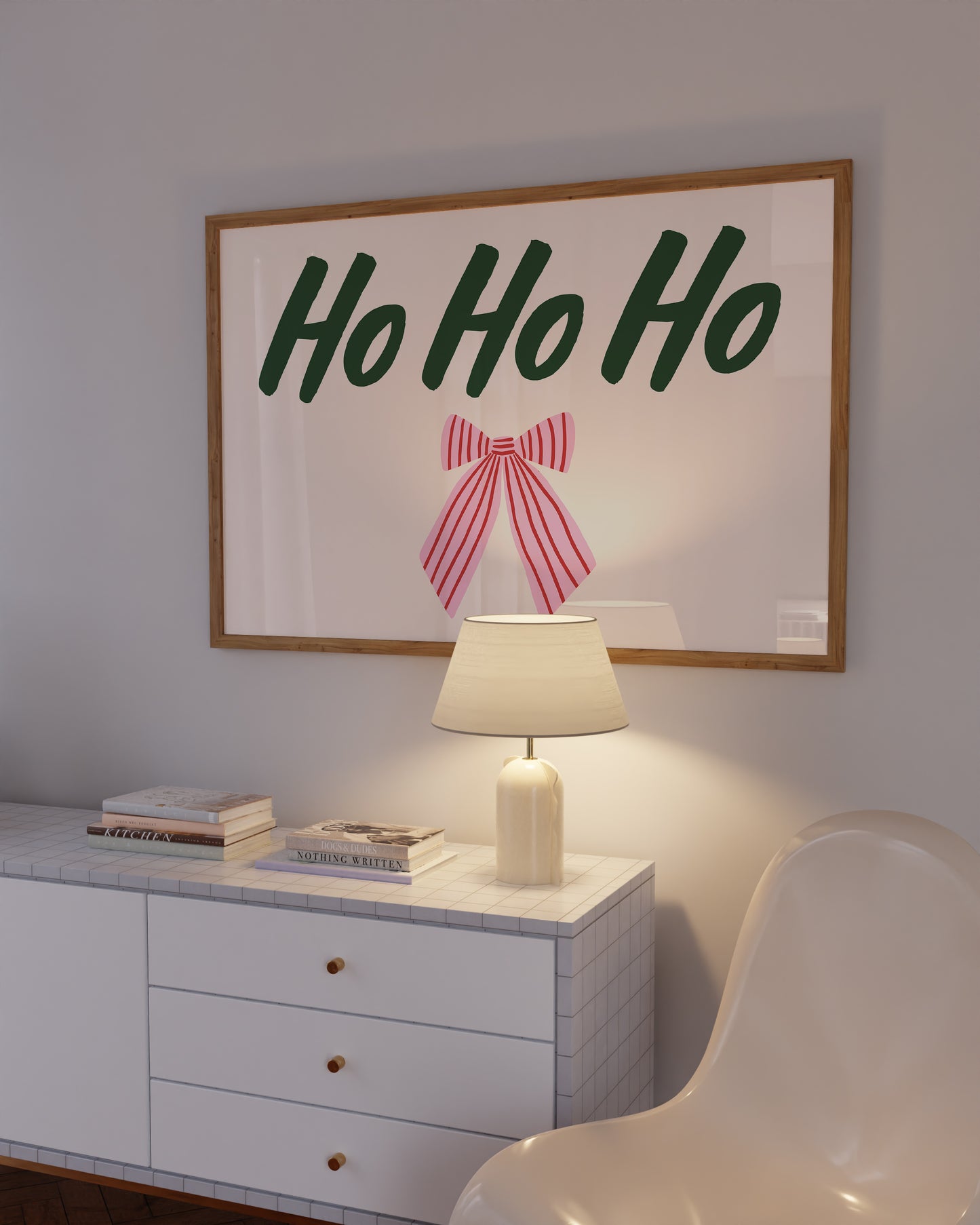 Ho Ho Ho Christmas Bow Art - Digital Print