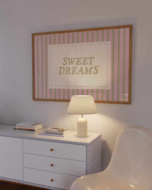 Pink Sweet Dreams Striped Art - Digital Print