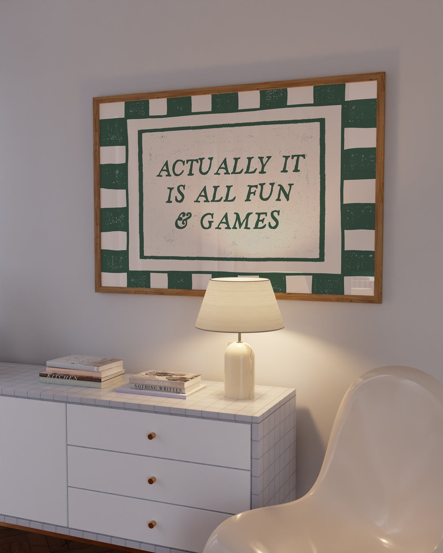 Actually It Is All Fun & Games Green Checkered Print - Digital Print ( Horizontal )