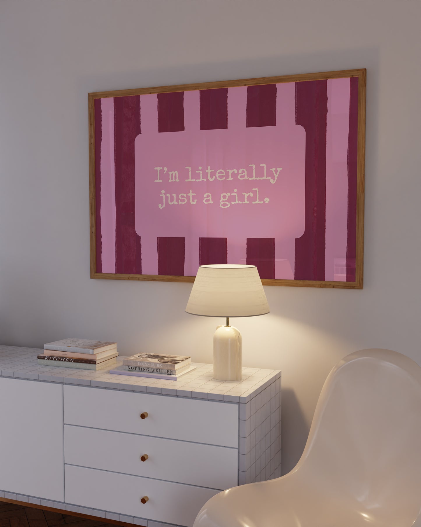 I'm Literally Just A Girl Striped Horizontal Art - Digital Print