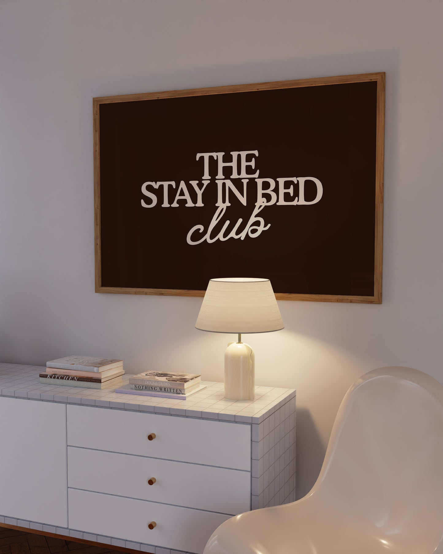 The Stay In Bed Club Brown Minimalist Print - Digital Print
