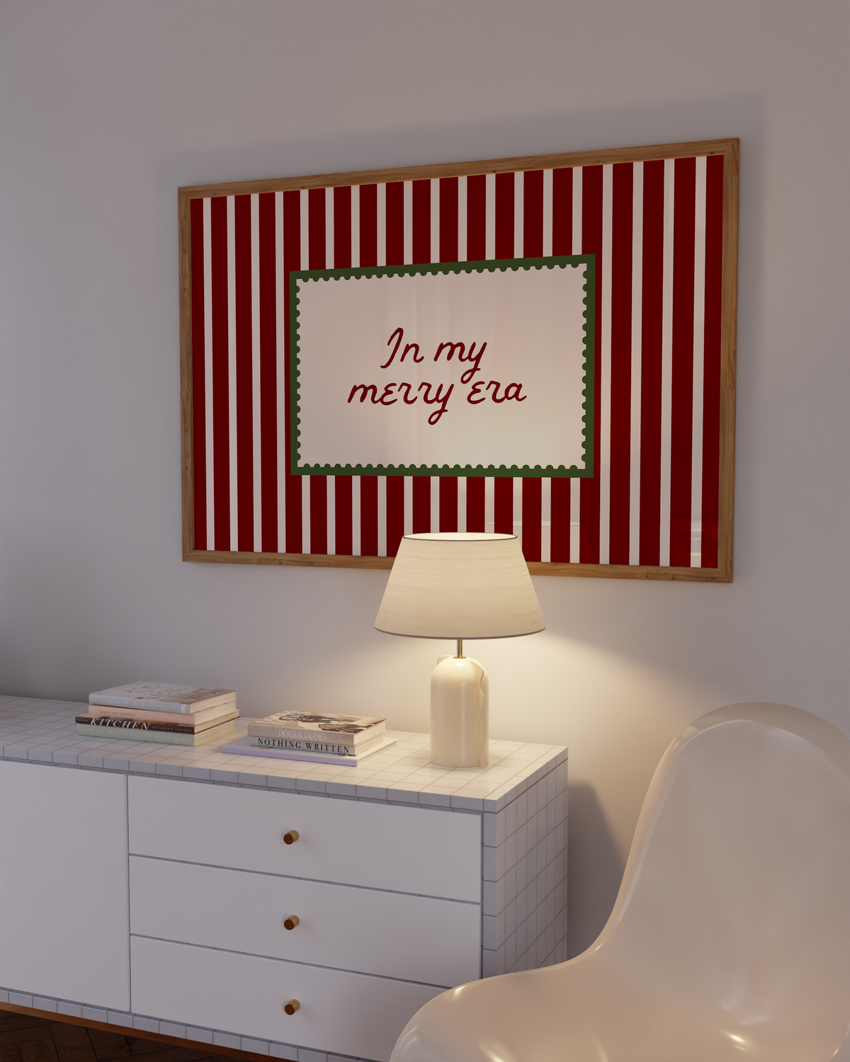 In My Merry Era | Red Striped Christmas Stamp Print