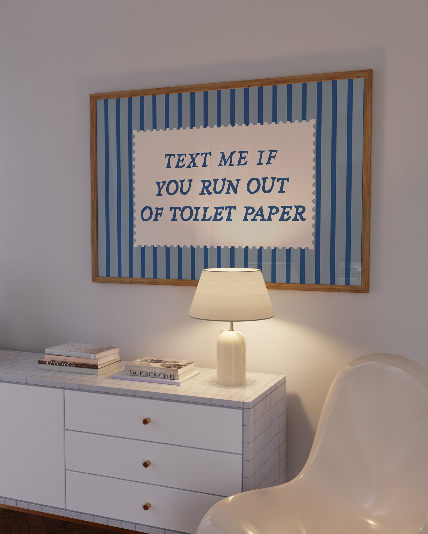 Text Me If You Run Out Of Toilet Paper Blue Striped Print - Digital Print