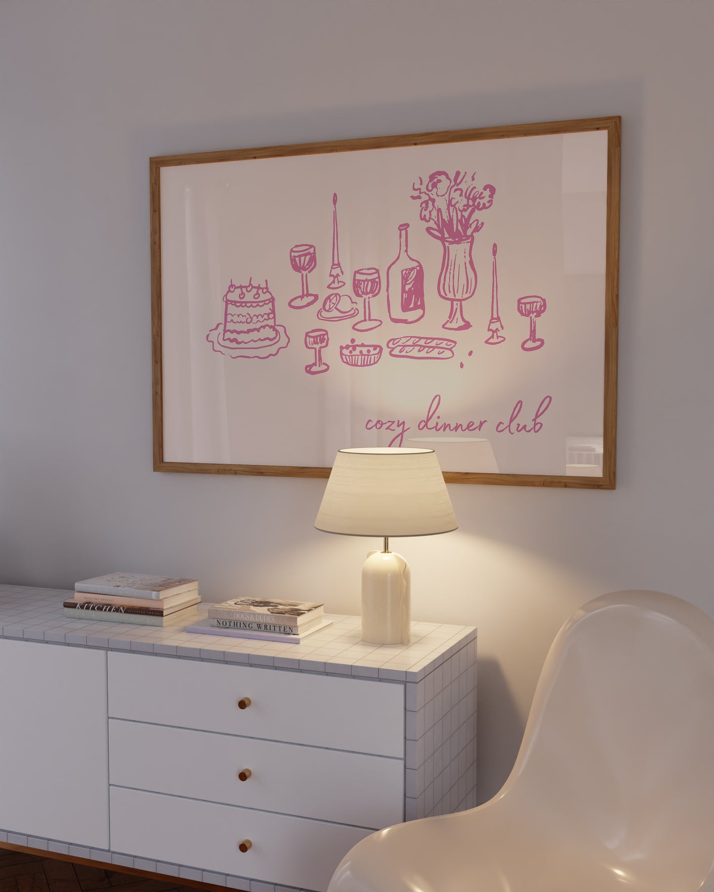 Pink Cozy Dinner Club Art - Digital Print
