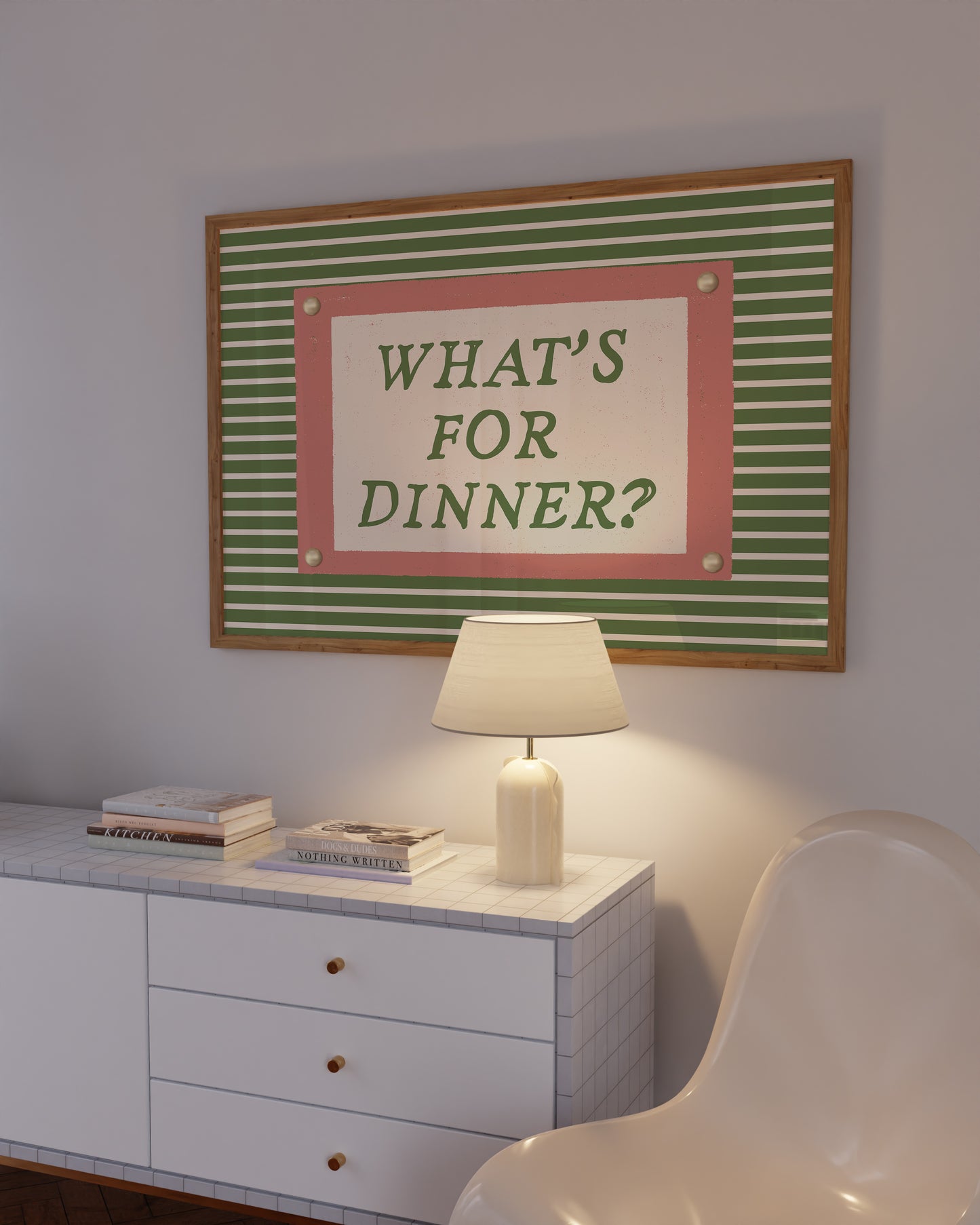 What's For Dinner Striped Print -  Digital Print ( Horizontal