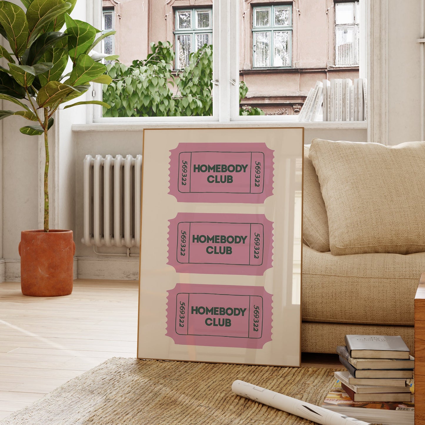 The Homebody Club Retro Ticket Sign - Digital Print