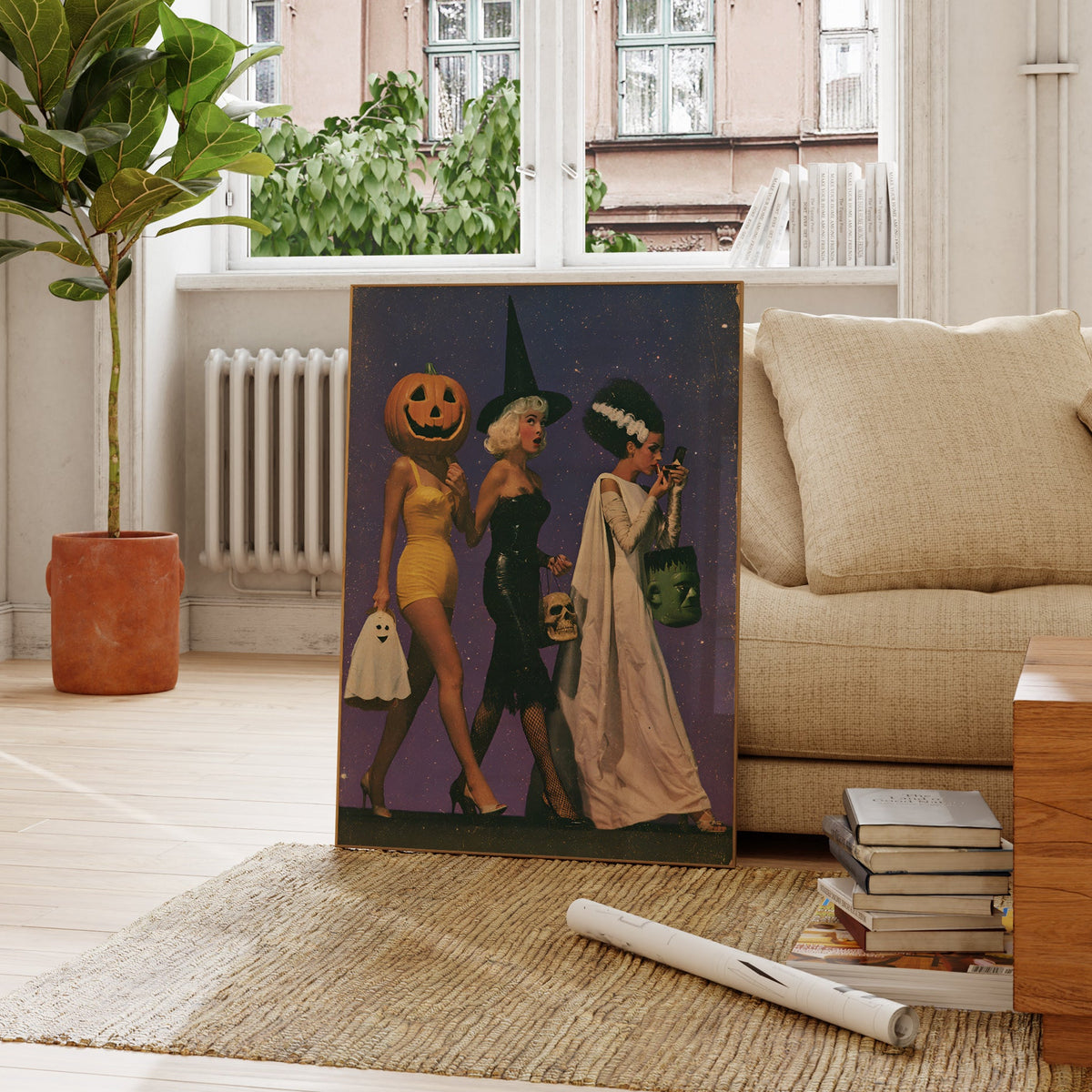 Retro Trick or Treat | Vintage Pin-Up Halloween Print