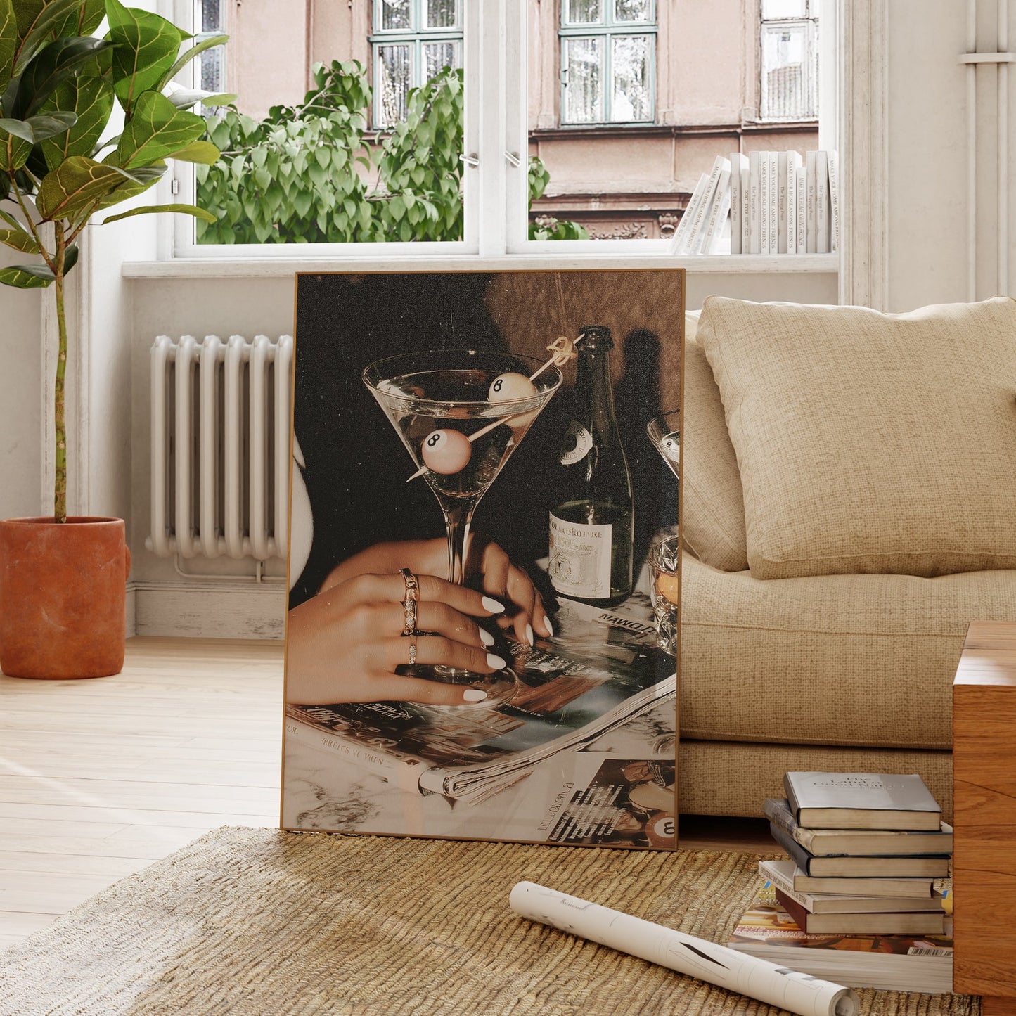 Retro Double 8-Ball Martini Cocktail Print - Digital Print