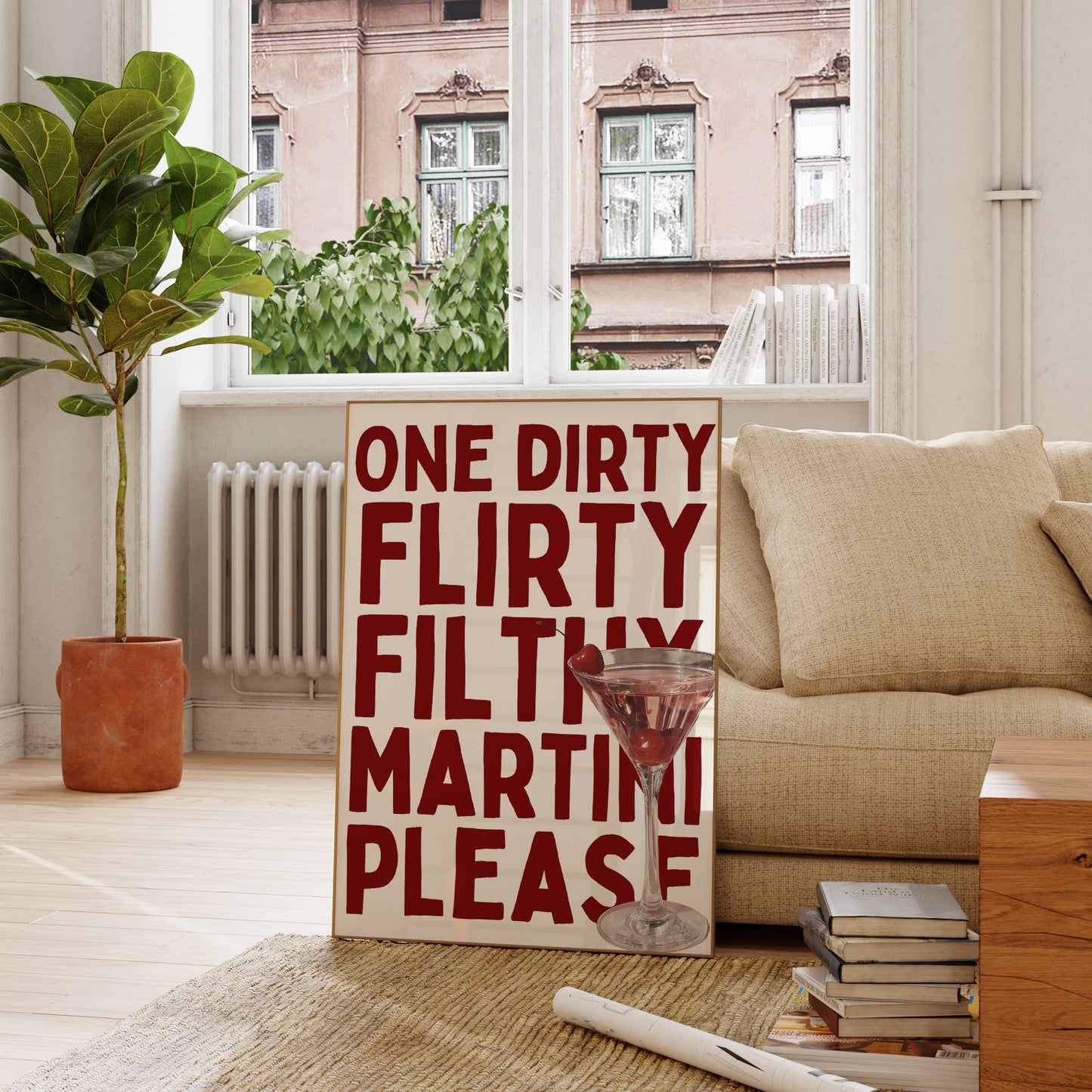 One Dirty Flirty Filthy Martini | Cherry Martini | Digital Print