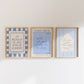 Blue Dorm Art Set of 3 - Trendy Gallery Wall Prints - Digital Print