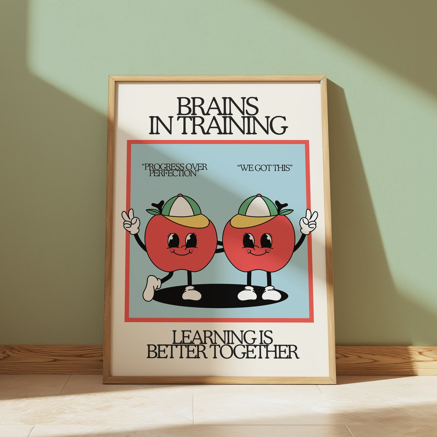 Brains In Training Retro Character Classroom Art - Digital Print