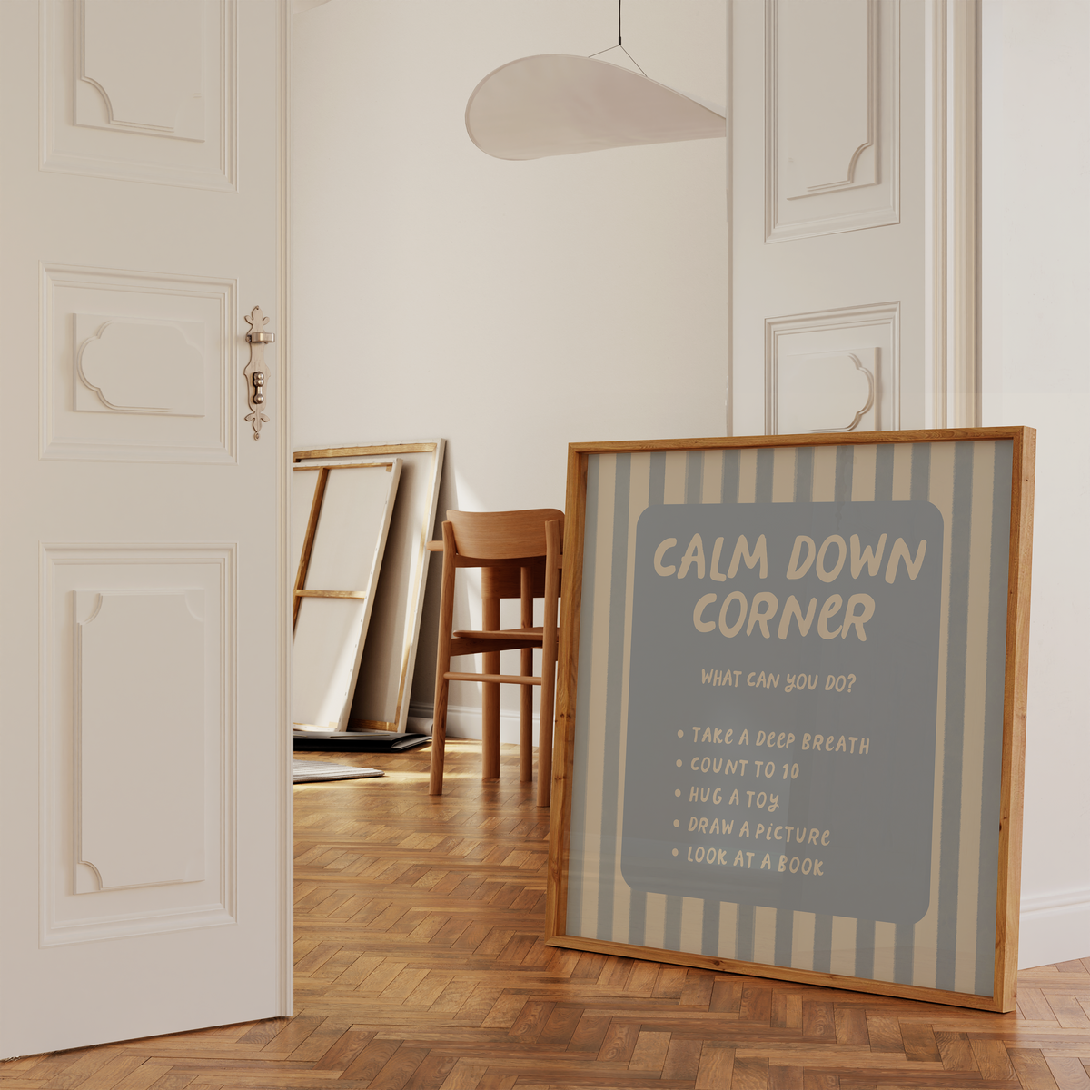 Calm Down Corner Print | Blue Striped