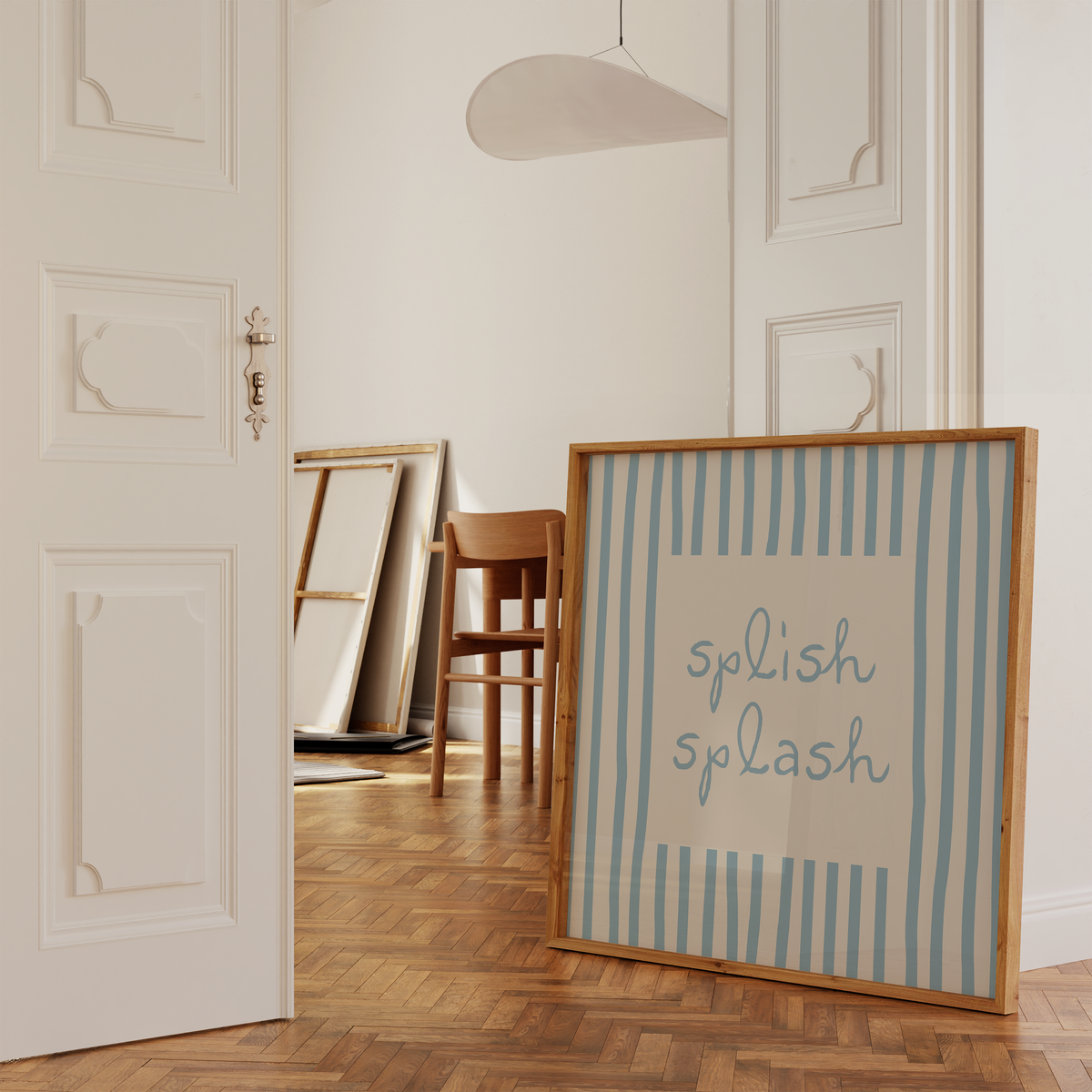 Splish Splash | Blue Striped Bathroom Print
