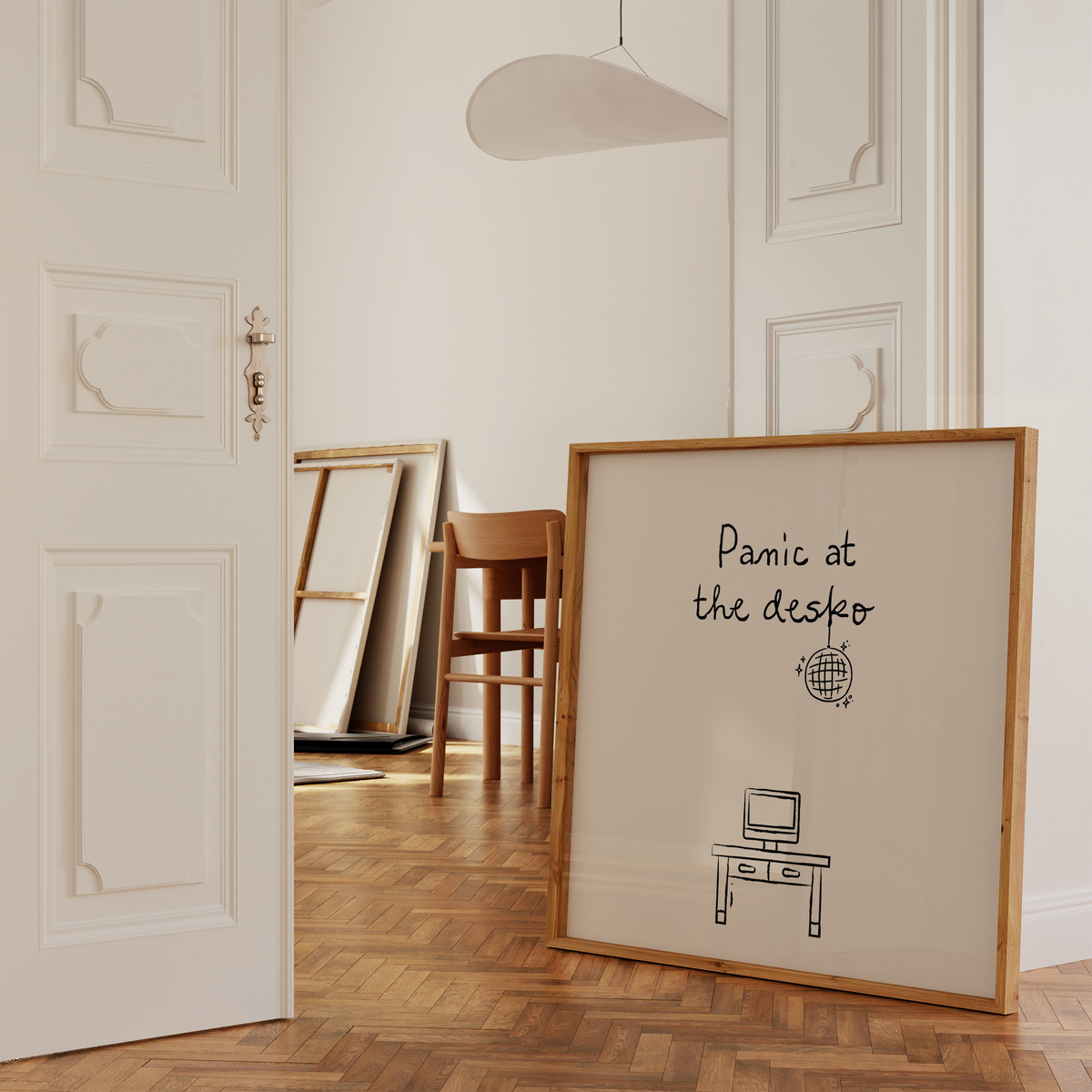 Panic at the Desko | Funny Office Disco Ball Print
