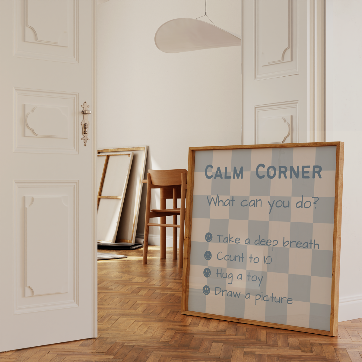 Calm Corner Print | Blue Checkered