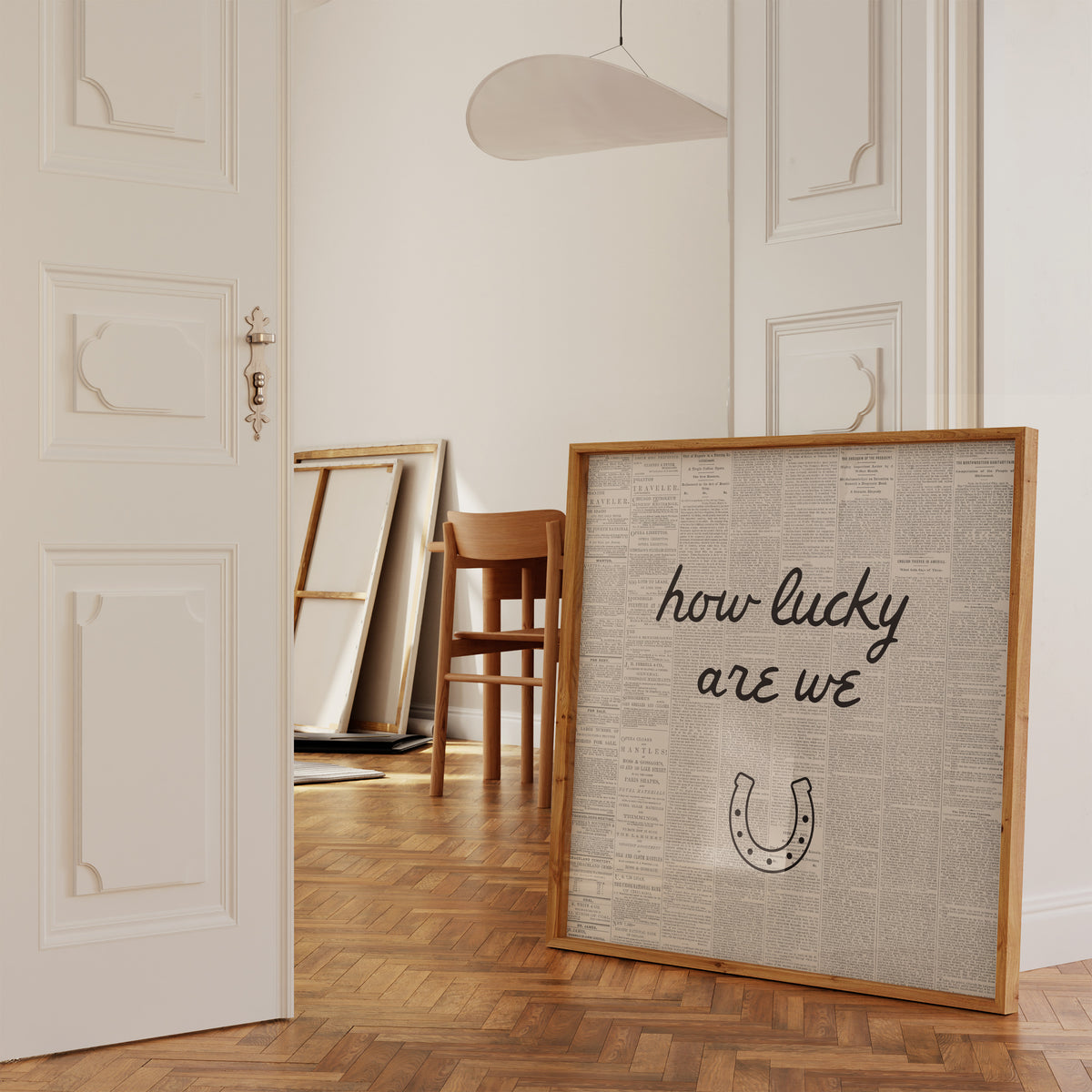 How Lucky Are We | Vintage Newspaper Horseshoe Print