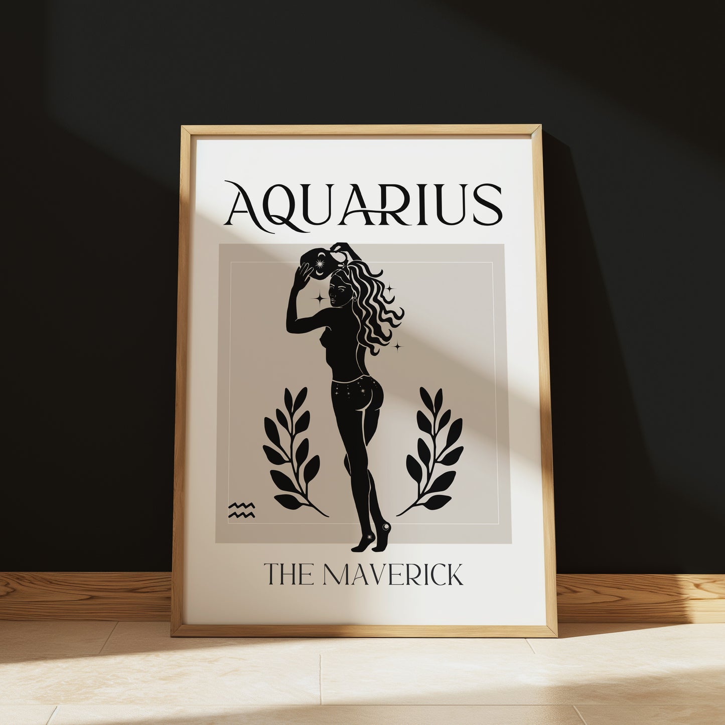 Zodiac Aquarius Goddess Wall Art Print, Sun Sign Art