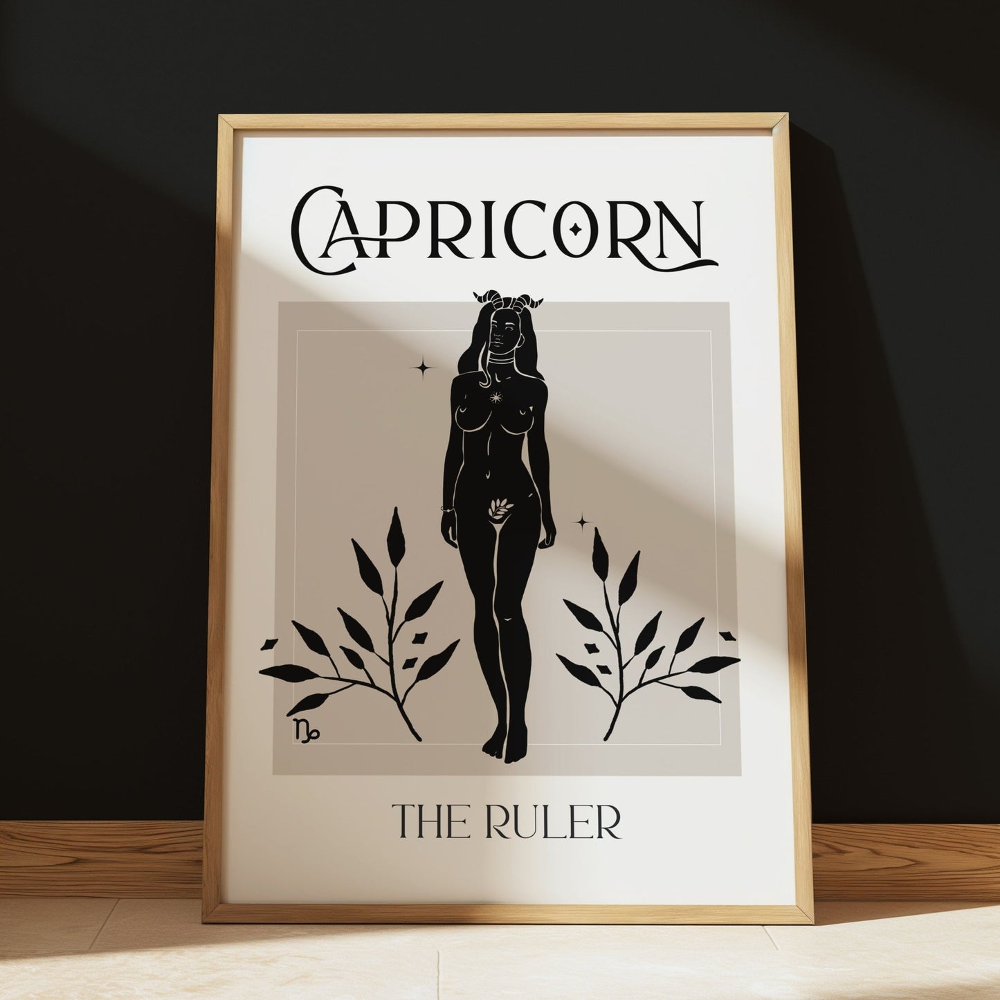 Zodiac Capricorn Goddess Wall Art Print, Sun Sign Art