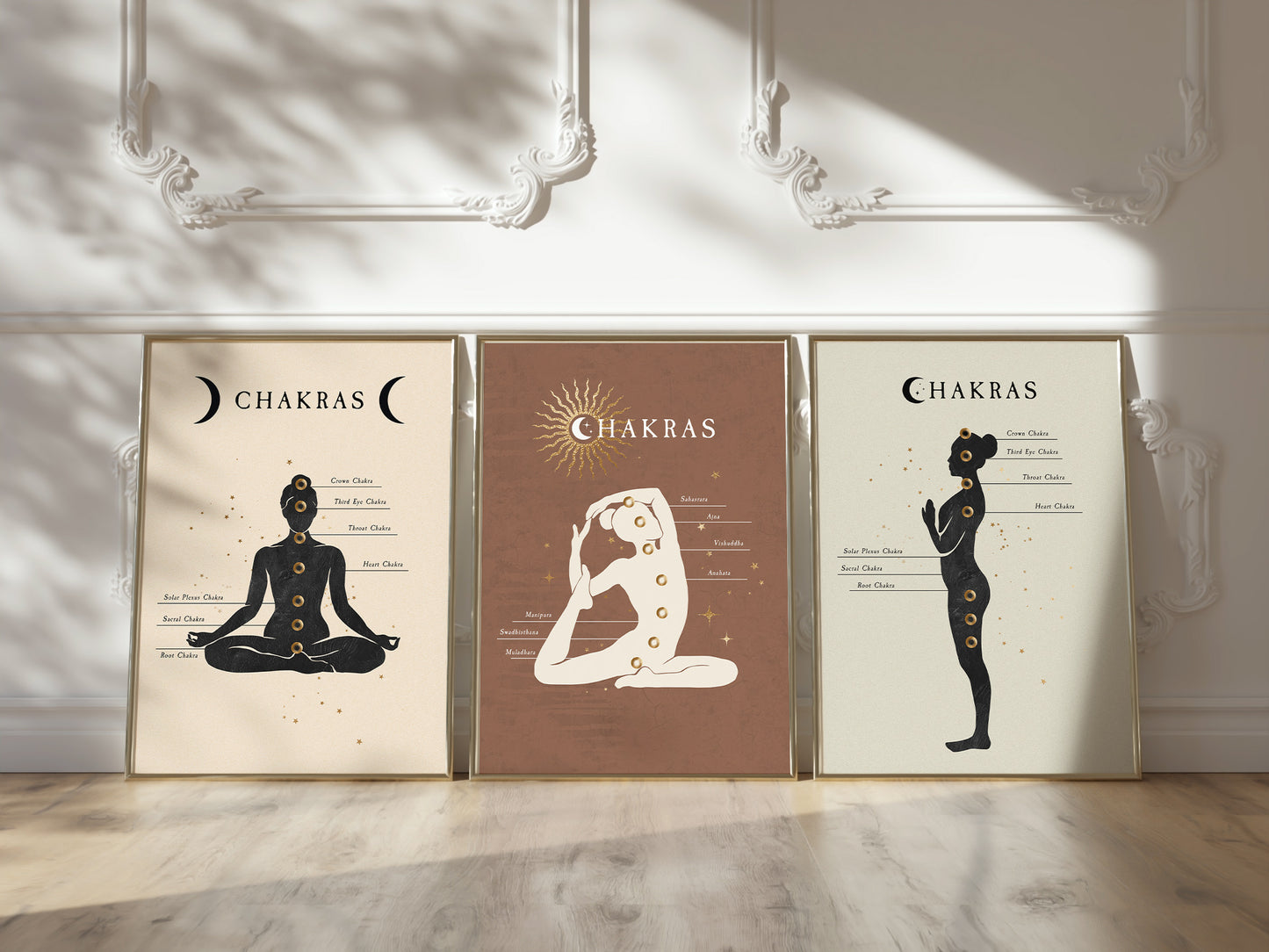 Yoga & Chakra Wall Art Set Of 3, Infographic Yoga/ Chakra Wall Poster Print