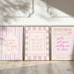 Pink Dorm Art Set of 3 - Trendy Gallery Wall Prints - Digital Print
