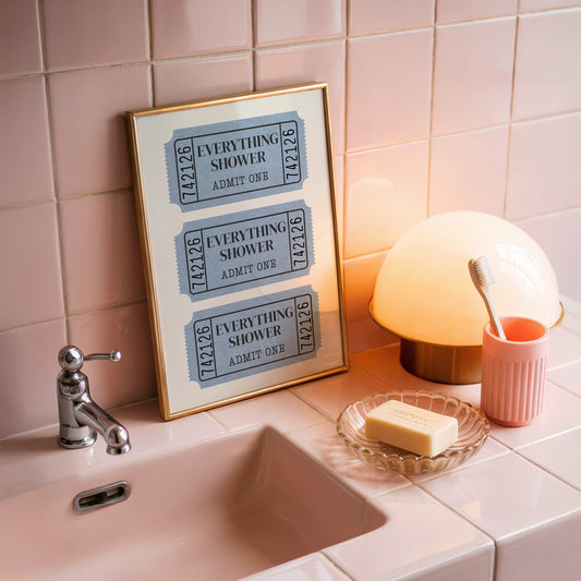 Everything Shower Retro Ticket Bathroom Sign - Digital Print