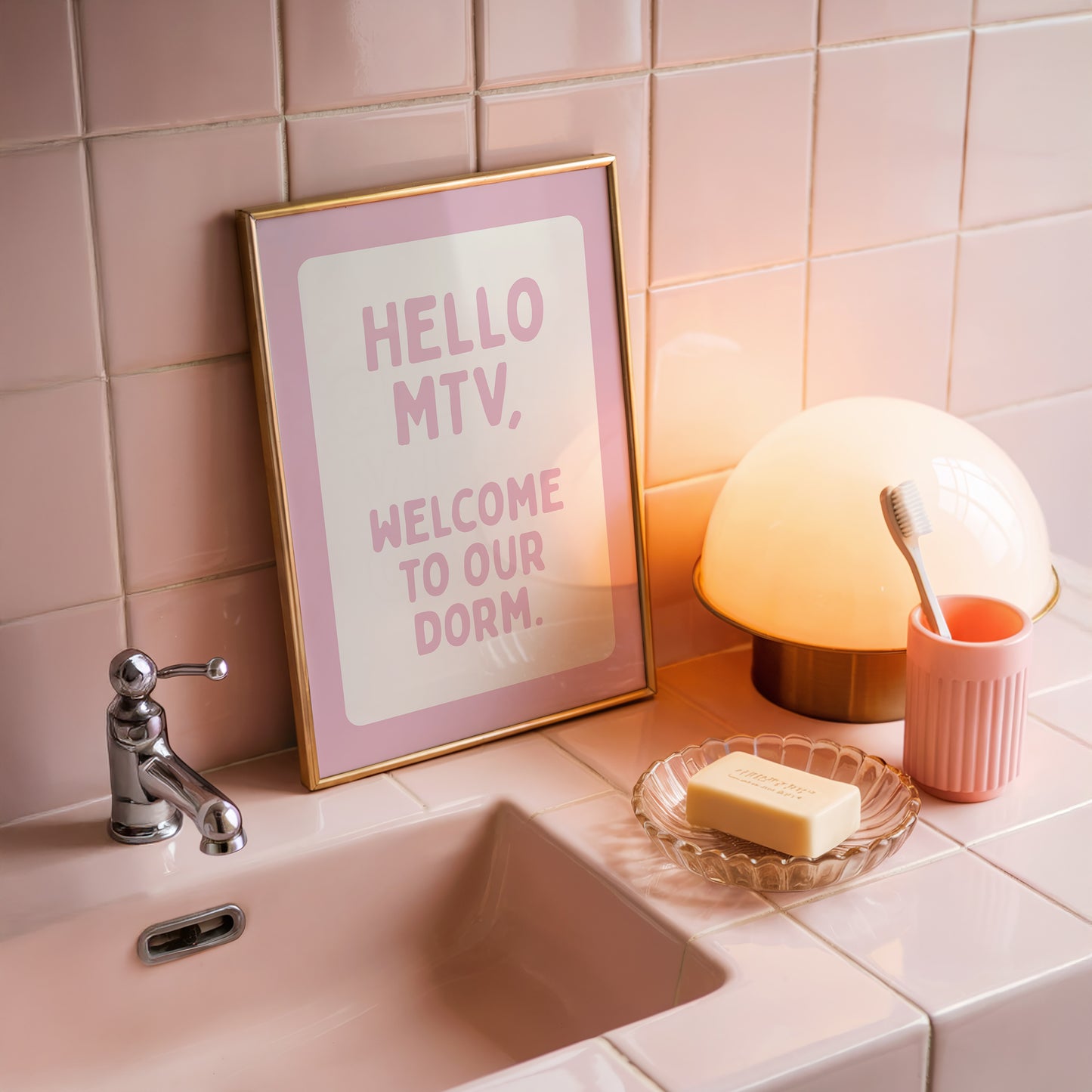 Pink Hello MTV, Welcome To Our Dorm - Digital Print